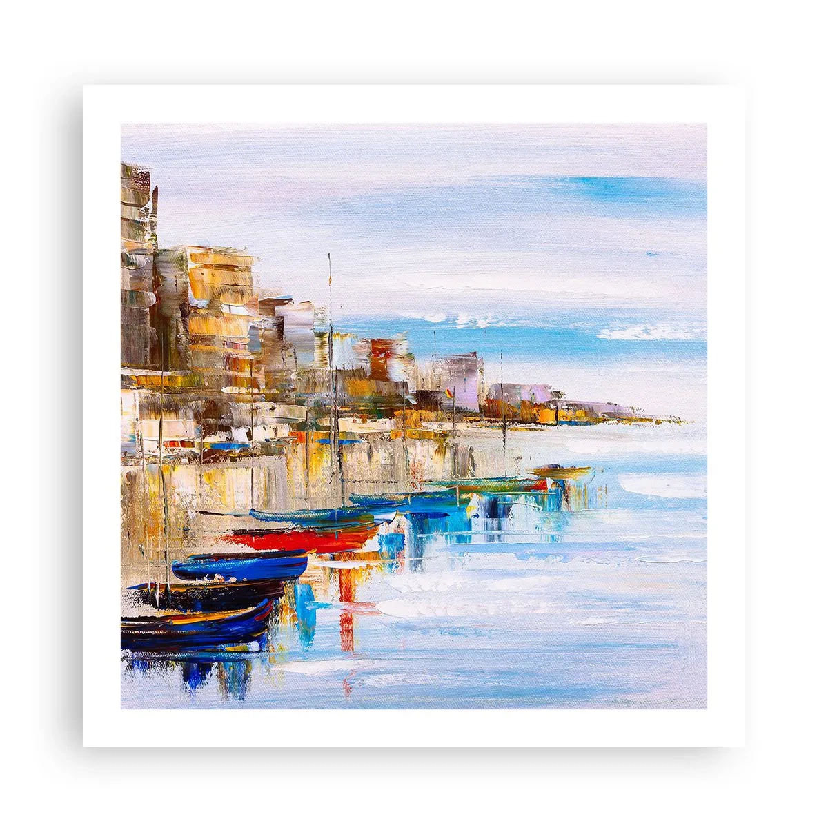 Plakat - Wielobarwna miejska przystań - 60x60 cm
