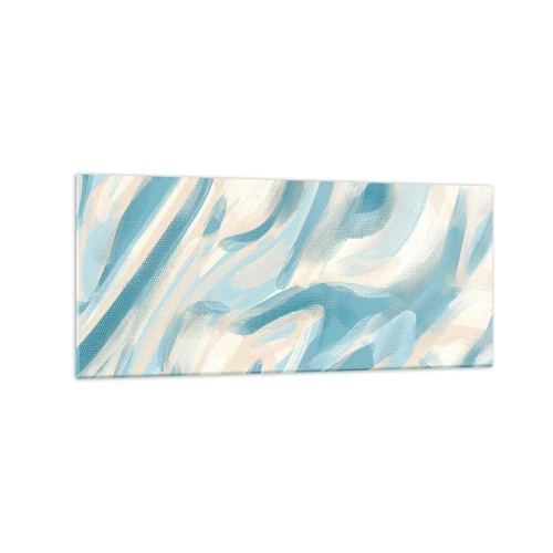 Obraz na szkle - Abstrakcyjne błękitne smugi na jasnym tle - 120x50cm - Wiosenne powiewy - Nowoczesna dekoracja ścienna do salonu i sypialni ARTTOR