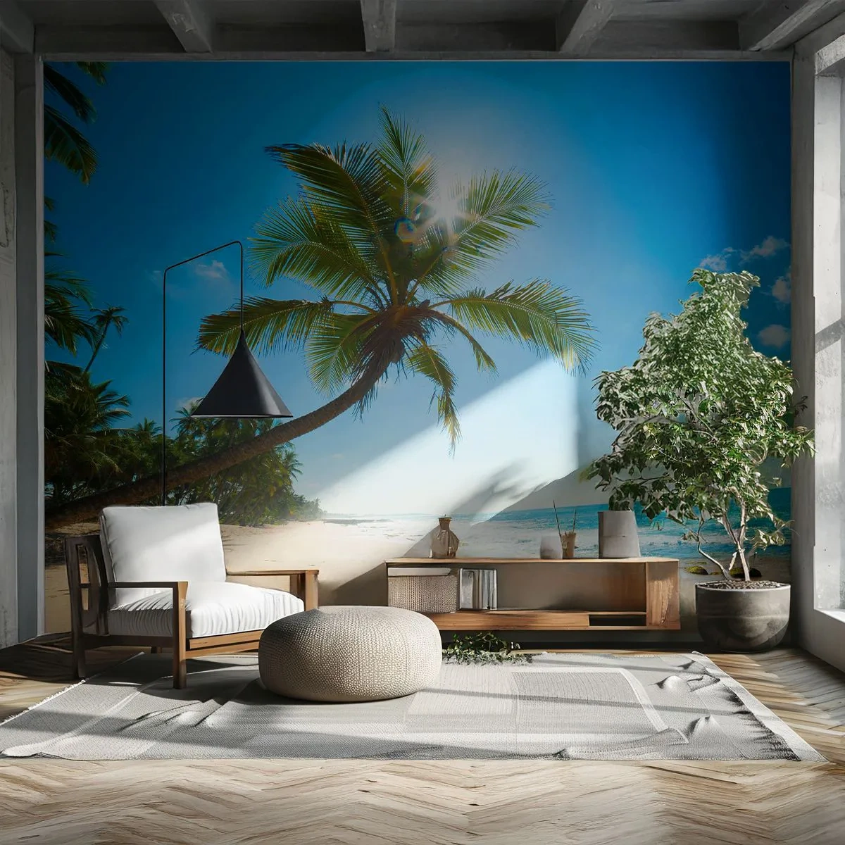 Fototapeta Samoprzylepna Deluxe Sticker - Nie pokazywać nikomu - Krajobraz, Plaża, Palma Kokosowa - 400x280 cm