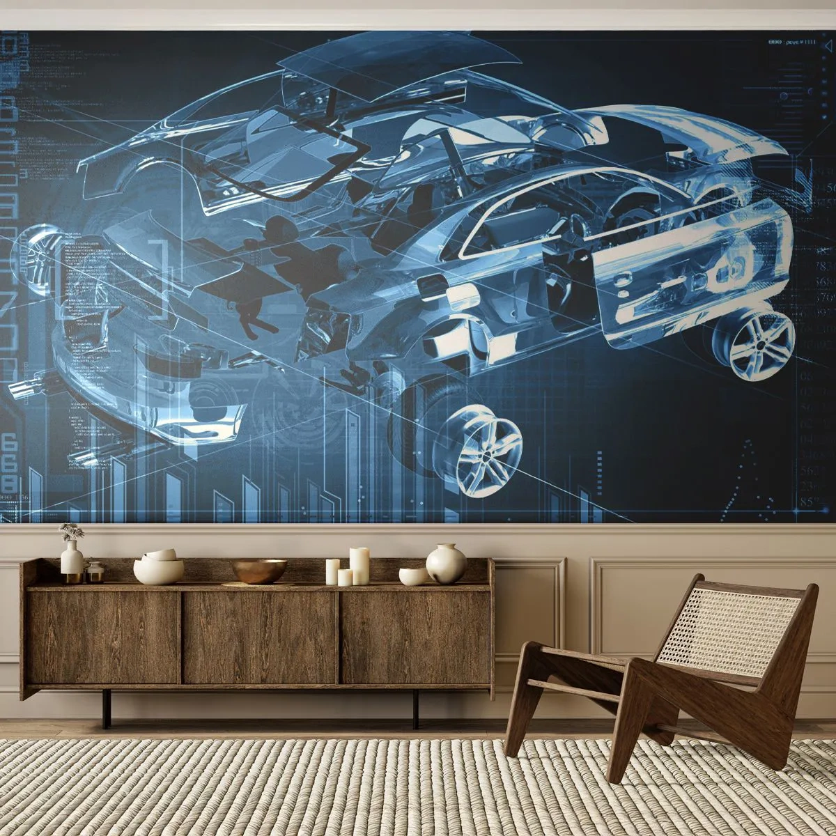 Fototapeta Samoprzylepna Deluxe Sticker - Inżynierska anatomia - Motoryzacja, Samochód, Koncepcja - 250x175 cm