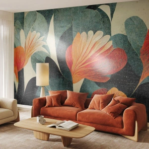 Fototapeta Premium Sand - Żar tropików i chłód zieleni - Botanika, Boho, Grunge - 350x256 cm