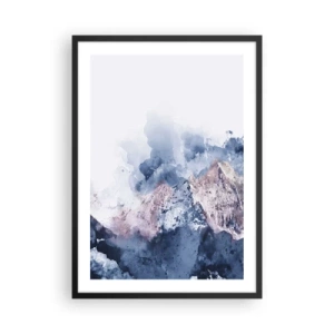Plakat w czarnej ramie - Abstrakcyjne góry w odcieniach niebieskiego - 50x70cm - To są szczyty! - Nowoczesna dekoracja ścienna do salonu i sypialni ARTTOR