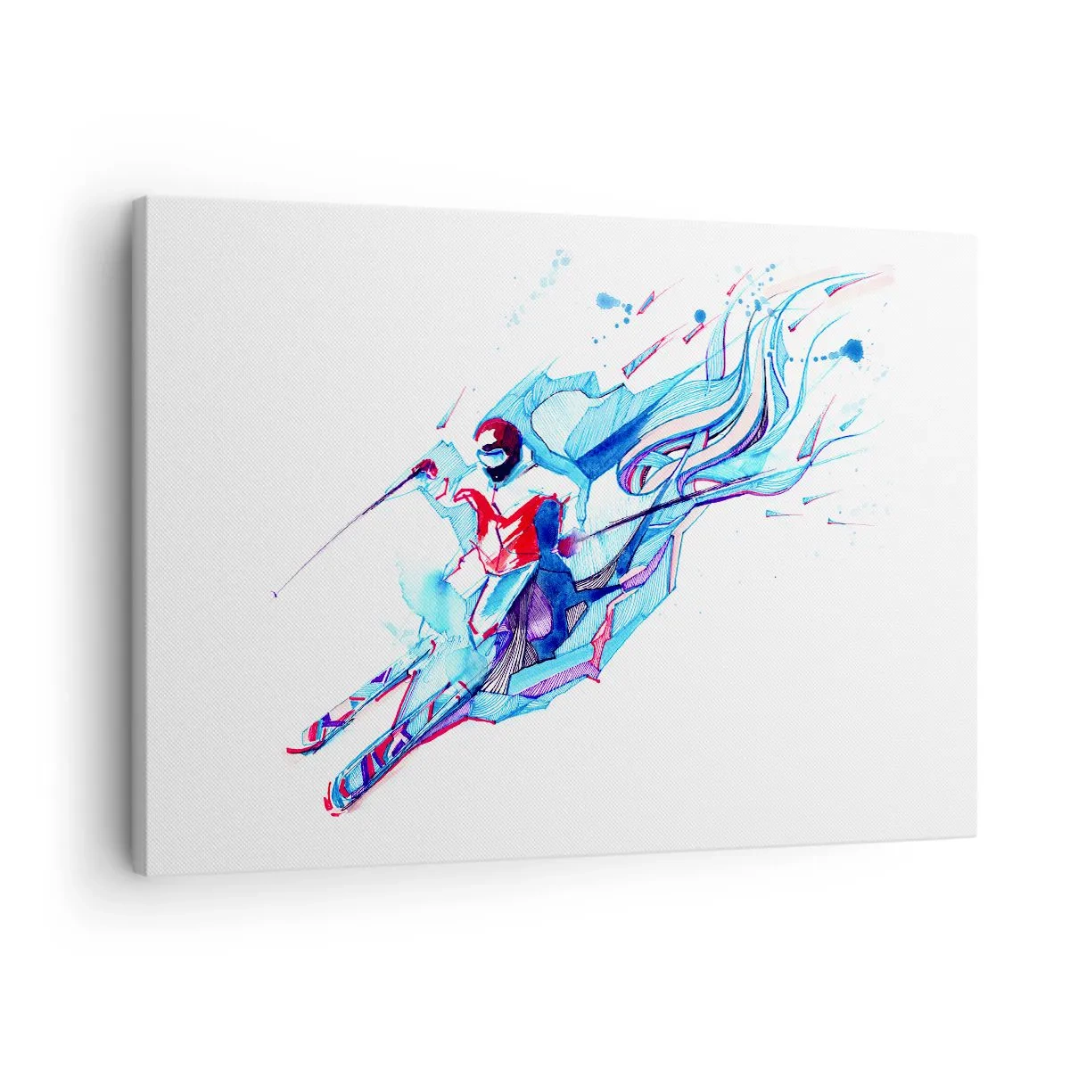 Obraz na płótnie - Abstrakcyjny jeździec na koniu w dynamicznych kolorach - 70x50cm - Szalony pęd do radości - Nowoczesna dekoracja ścienna do salonu i sypialni ARTTOR