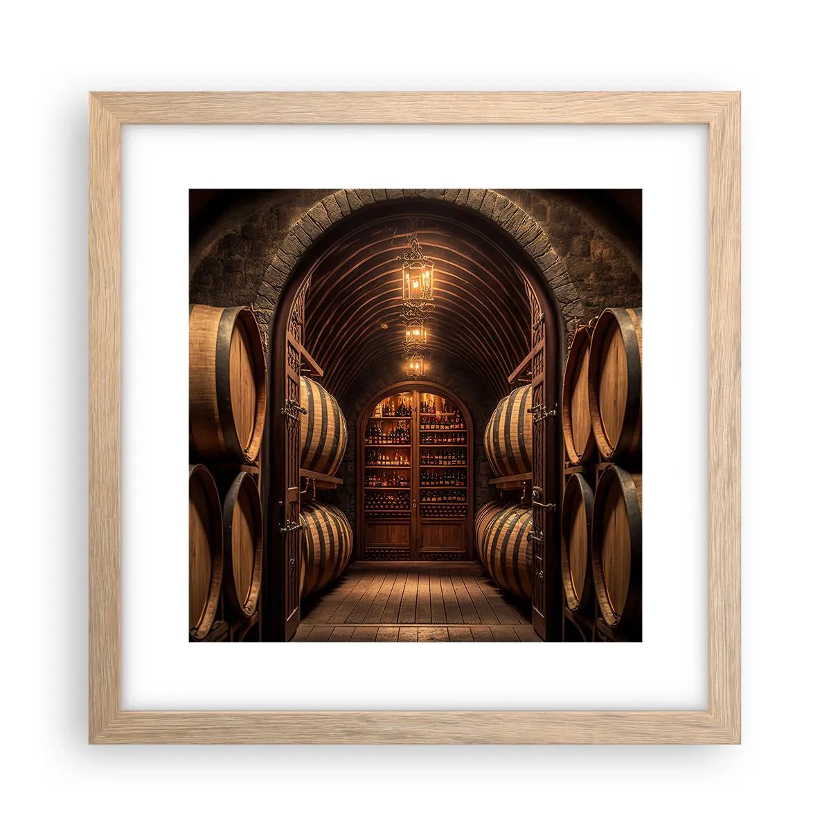 Plakat w ramie jasny dąb - Klimatyczna piwnica - 30x30 cm