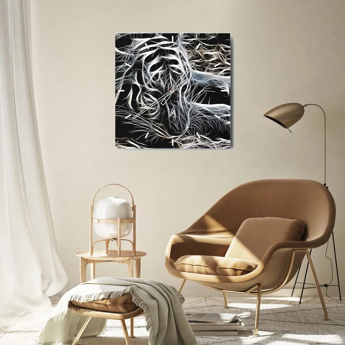 Zegar ścienny - Studium kociej lekkości - 40x40 cm