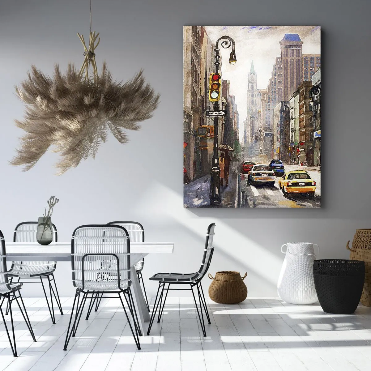 Obraz na płótnie - Nowy Jork – w deszczu tez kolorowy - 45x80 cm