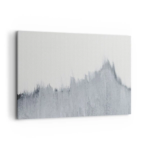 Obraz na płótnie - Abstrakcyjna szara kompozycja w minimalistycznym stylu - 100x70cm - Tajemniczy zapis - Nowoczesna dekoracja ścienna do salonu, kuchni i sypialni ARTTOR