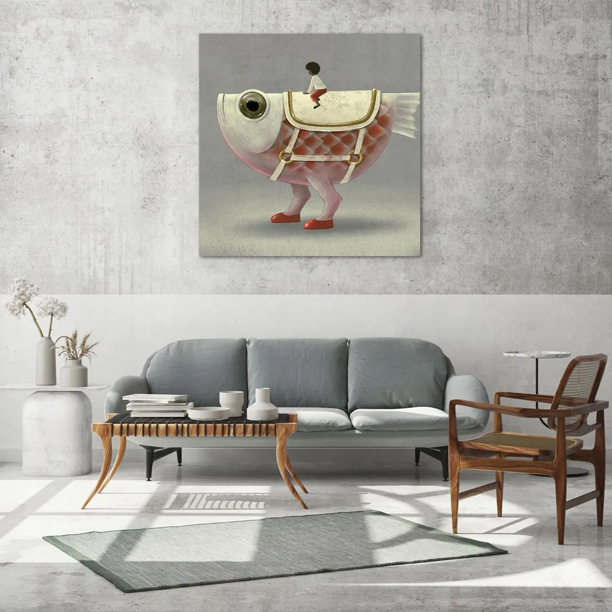 Obraz na szkle - Ryboński jeździec - 70x70 cm