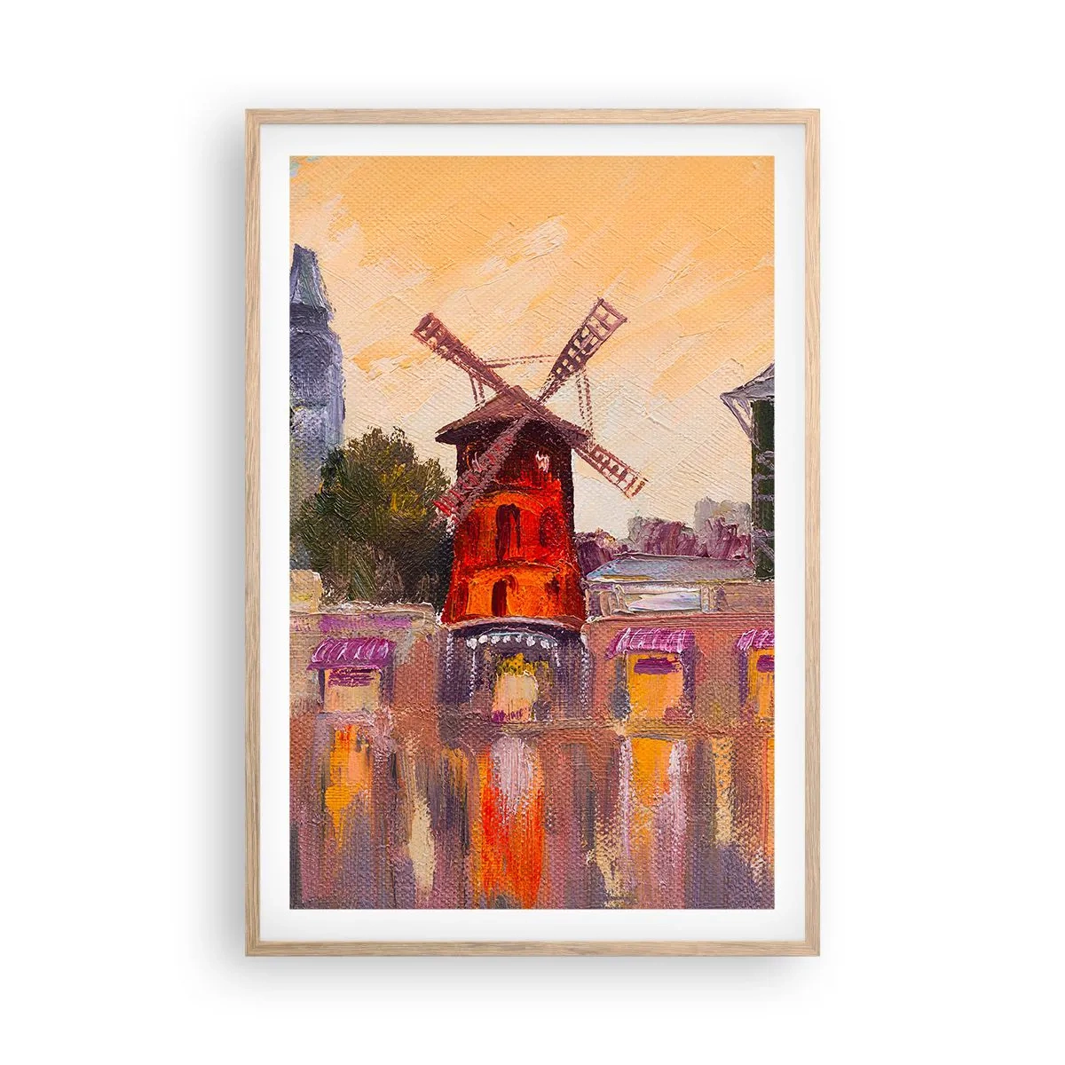 Plakat w ramie jasny dąb - Paryskie ikony – Moulin Rouge - 61x91 cm