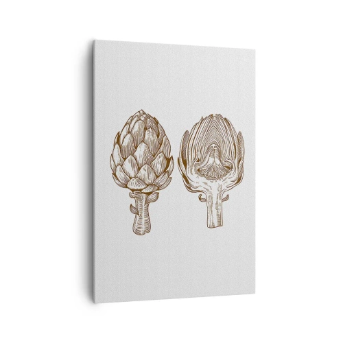 Obraz na płótnie - Rysunek artystyczny karczocha w stylu vintage - 70x100cm - Lekcja anatomii - Nowoczesna dekoracja ścienna do salonu i sypialni ARTTOR