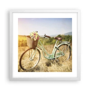 Plakat w białej ramie - Zostanę tu chwilę - 40x40 cm