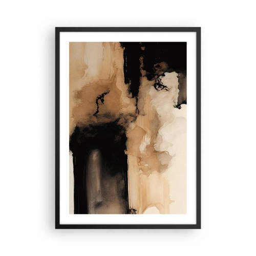 Plakat w czarnej ramie - Abstrakcyjna kompozycja w ciepłych odcieniach brązu - 50x70cm - Abstrakcja intrygująca - Nowoczesna dekoracja ścienna do salonu i sypialni ARTTOR