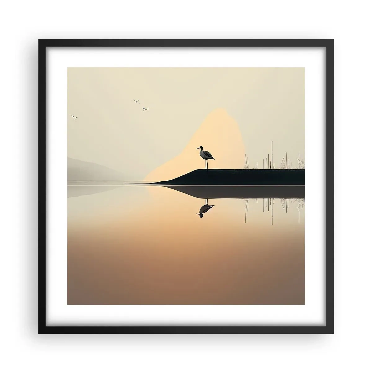 Plakat w czarnej ramie - Pan na jeziorze - 50x50 cm