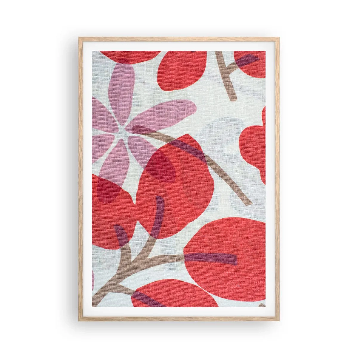 Plakat w ramie jasny dąb - Kompozycja kwiatowa w różu - 70x100 cm