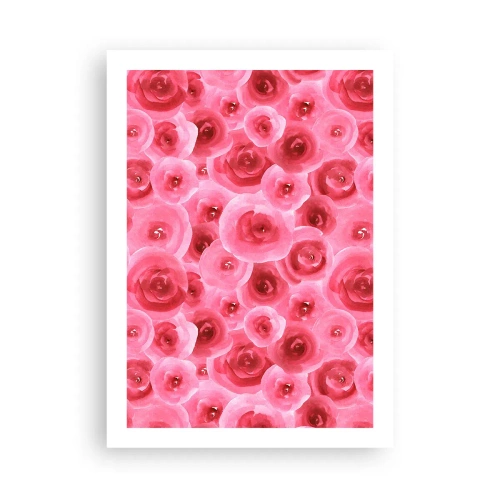 Plakat - Akwarelowe różowe róże w stylu romantycznym - 50x70cm - Róże na dole i na górze - Nowoczesna dekoracja ścienna do salonu, kuchni i sypialni ARTTOR