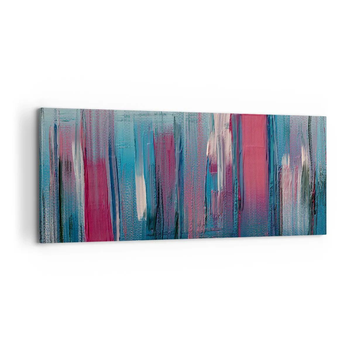 Obraz na płótnie - Kompozycja wertykalna w błękicie i czerwieni - 100x40 cm