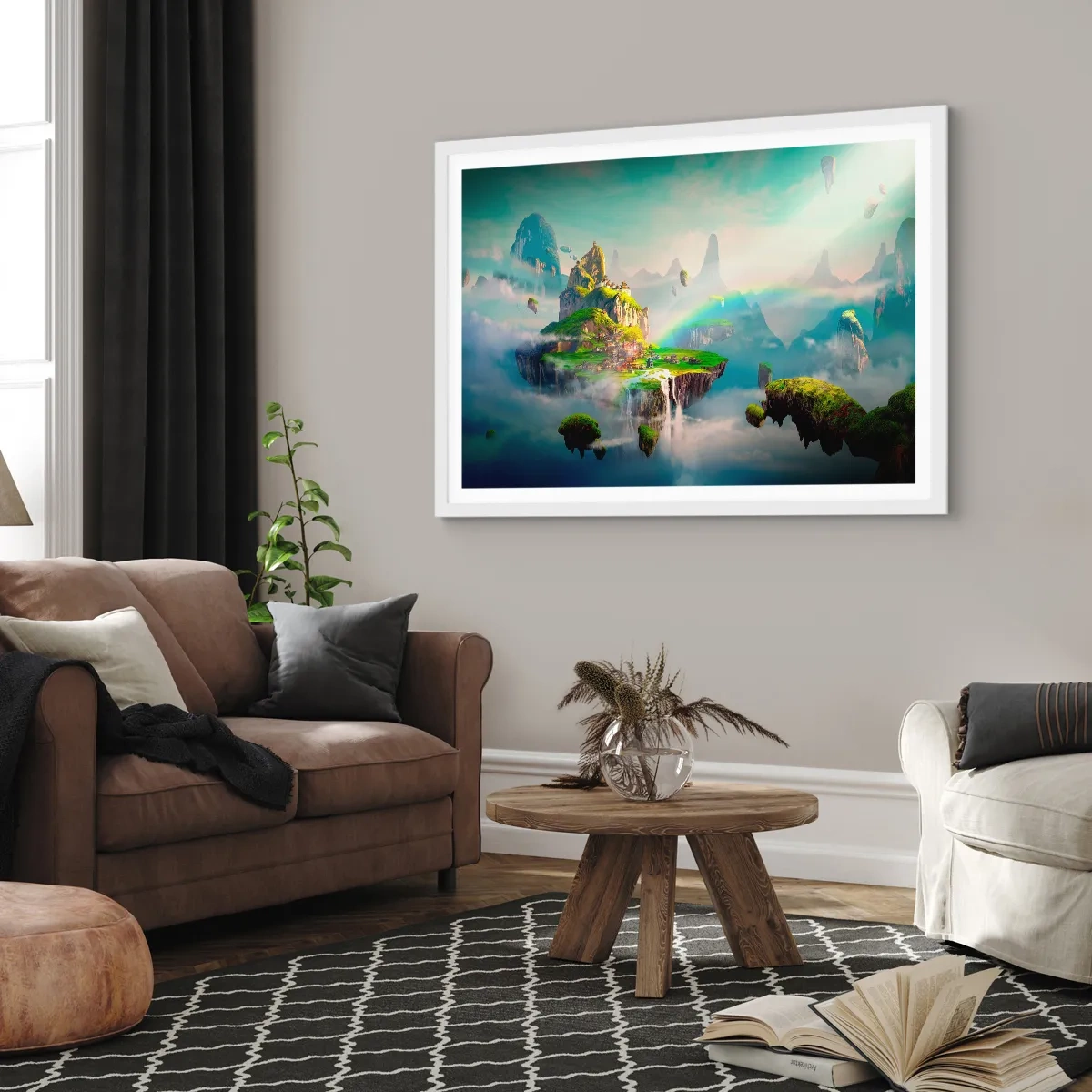 Plakat w białej ramie - Śródniebie - wyspy szczęśliwe - 70x50 cm