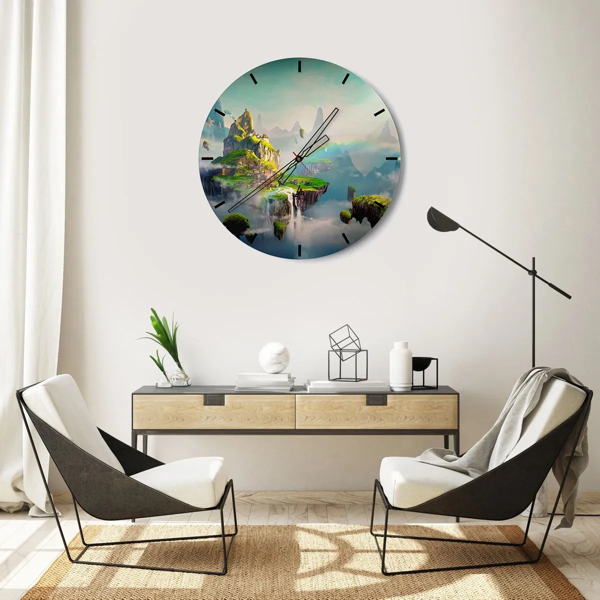 Zegar ścienny - Śródniebie - wyspy szczęśliwe - 40x40 cm