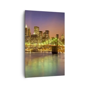 Obraz na płótnie - Oświetlony most w nowoczesnym mieście nocą - 80x120cm - Tu światło nigdy nie gaśnie - Nowoczesna dekoracja ścienna do salonu i sypialni ARTTOR