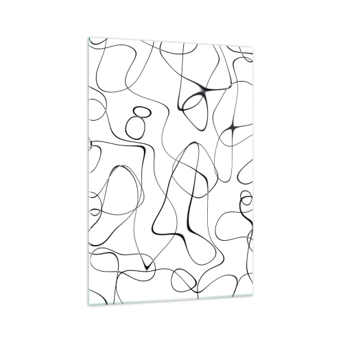 Obraz na szkle - Abstrakcyjne czarne linie na białym tle w minimalistycznym stylu - 70x100cm - Ścieżki życia, koleje losu - Nowoczesna dekoracja ścienna do salonu i sypialni ARTTOR