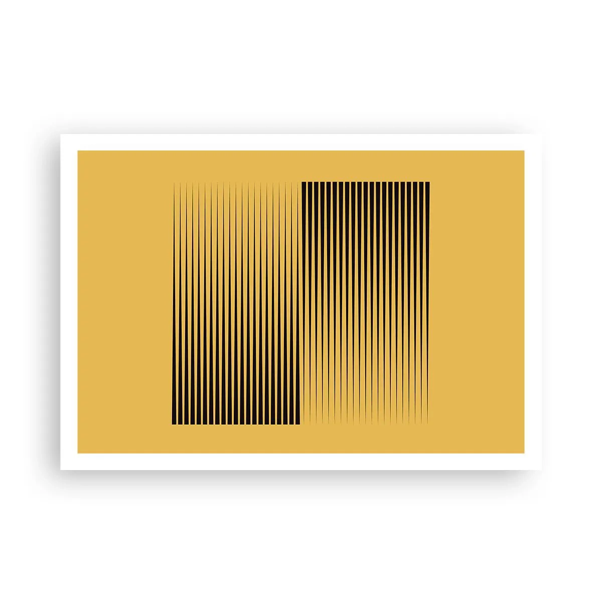 Plakat - Pionowe czarne linie na żółtym tle - 100x70cm - Kwadratura przeciwieństw - Nowoczesna dekoracja ścienna do salonu i sypialni ARTTOR