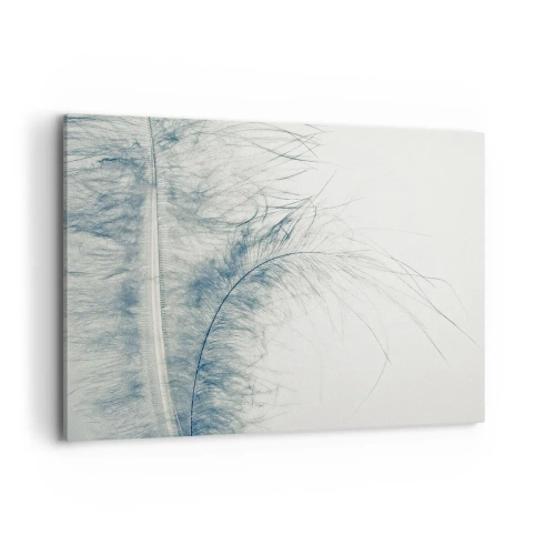 Obraz na płótnie - Delikatne pióro w pastelowych odcieniach na jasnym tle - 100x70cm - Szept natury - Nowoczesna dekoracja ścienna do salonu, kuchni i sypialni ARTTOR
