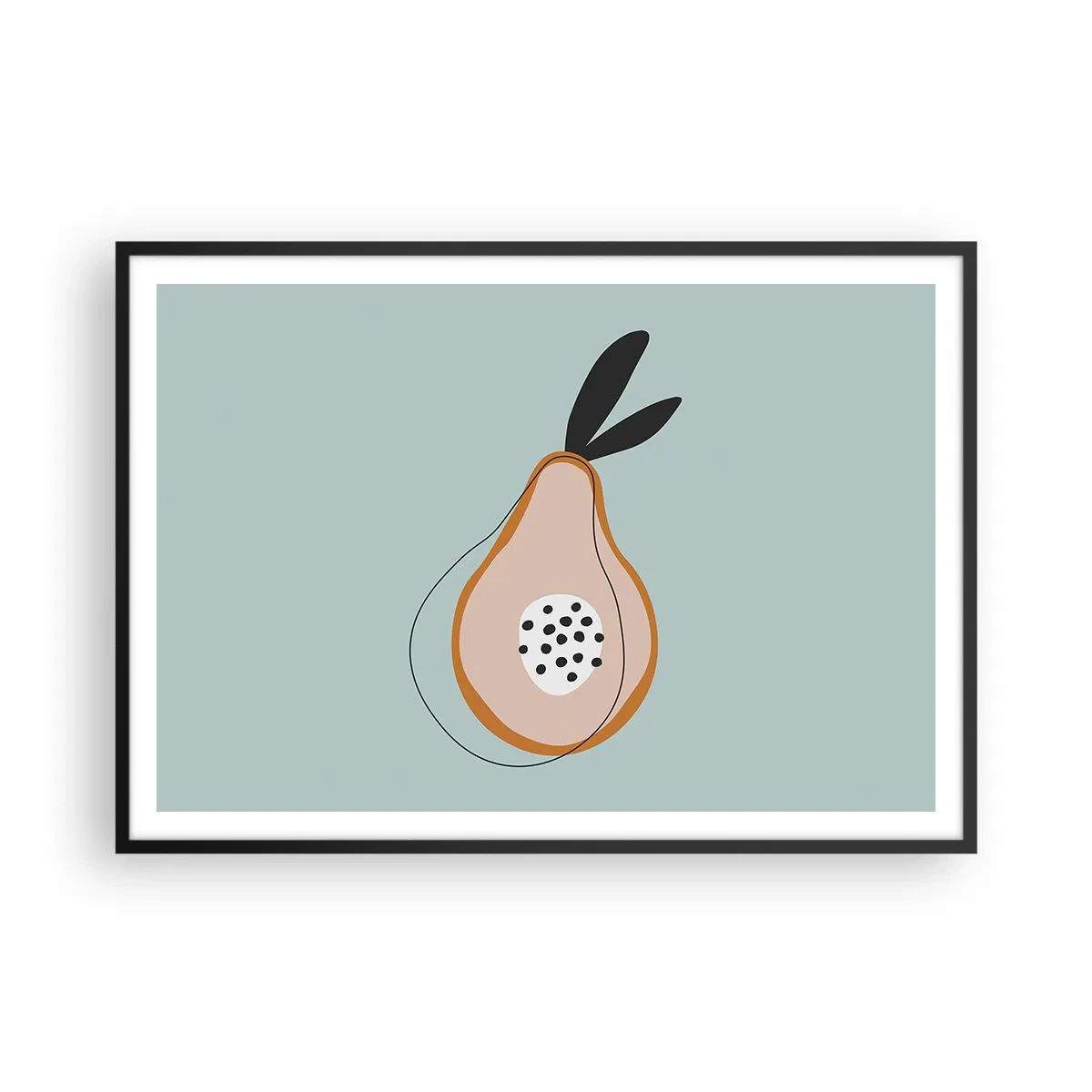 Plakat w czarnej ramie - Abstrakcyjna gruszka na jasnym tle - 100x70cm - Przeniknąć w naturę rzeczy - Nowoczesna dekoracja ścienna do salonu i sypialni ARTTOR
