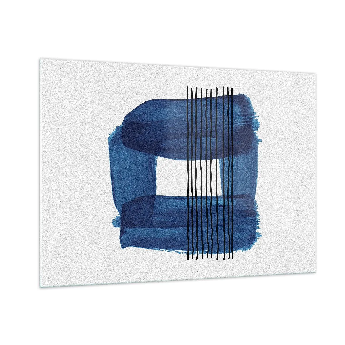 Obraz na szkle - Nowoczesna abstrakcja w odcieniach niebieskiego - 100x70cm - Niebiesko-czarna kompozycja - Nowoczesna dekoracja ścienna do salonu, kuchni i sypialni ARTTOR