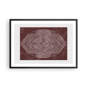 Plakat w czarnej ramie - Symetryczne fale w białych liniach na brązowym tle - 70x50cm - Przestrzeń mówi - Nowoczesna dekoracja ścienna do salonu i sypialni ARTTOR