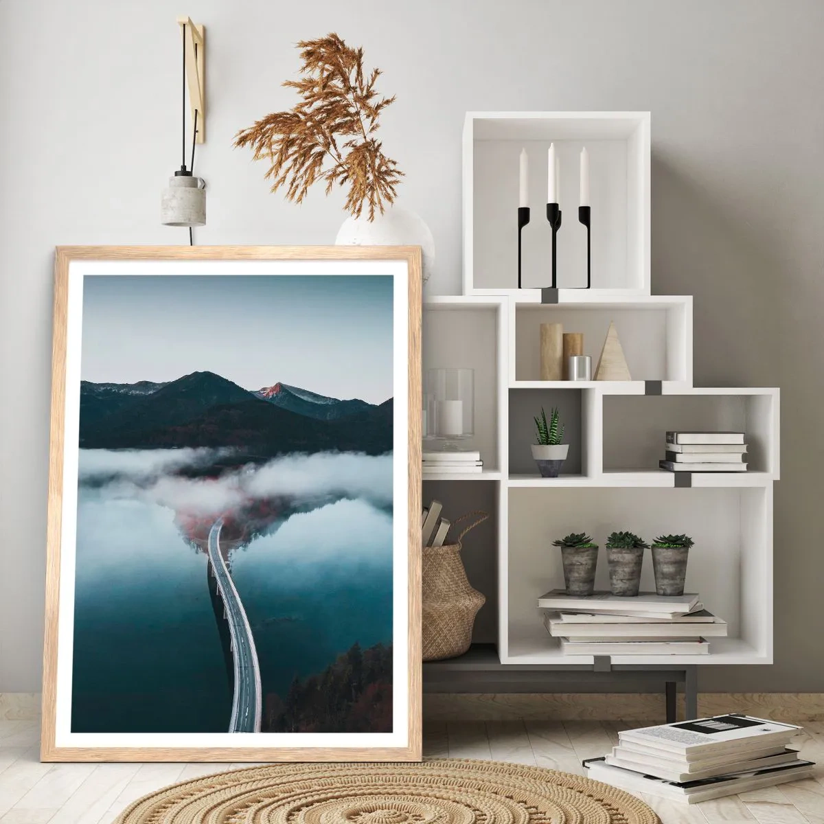 Plakat w ramie jasny dąb - Nad wodą gładką jak lustro - 70x100 cm