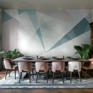 Fototapeta Standard Eco - Abstrakcyjne geometryczne kształty w pastelowych barwach - 100x70cm - Spokojnie choć dynamicznie - Nowoczesna dekoracja ścienna do salonu i sypialni ARTTOR