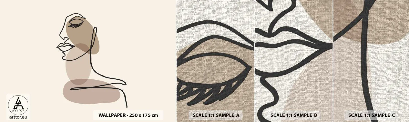 Fototapeta Próbka Premium Canvas - Zasłuchana w siebie - Abstrakcja, Twarz Kobiety, Grafika - 100x30 cm