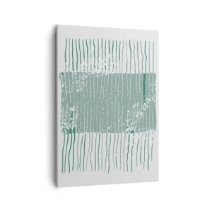 Obraz na płótnie - Abstrakcyjna kompozycja linii i prostokąta w odcieniach zieleni - 50x70cm - Abstrakcja morska - Nowoczesna dekoracja ścienna do salonu, kuchni i sypialni ARTTOR