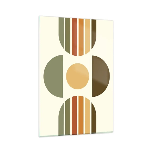 Obraz na szkle - Geometryczna kompozycja z półokręgami i paskami w odcieniach ziemi - 80x120cm - W kolorach ziemi - Nowoczesna dekoracja ścienna do salonu i sypialni ARTTOR