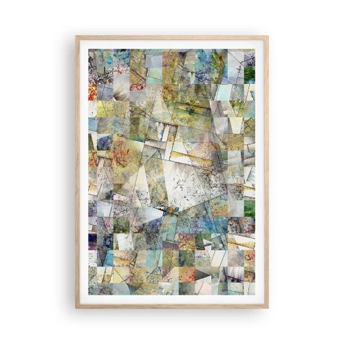 Plakat w ramie jasny dąb - Geometryczne przetasowanie - 70x100 cm