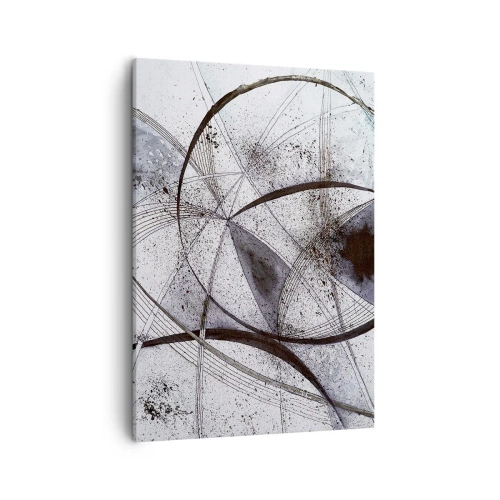 Obraz na płótnie - Abstrakcyjna kompozycja geometryczna w odcieniach szarości - 50x70cm - Futurystyczna fantazja - Nowoczesna dekoracja ścienna do salonu, kuchni i sypialni ARTTOR