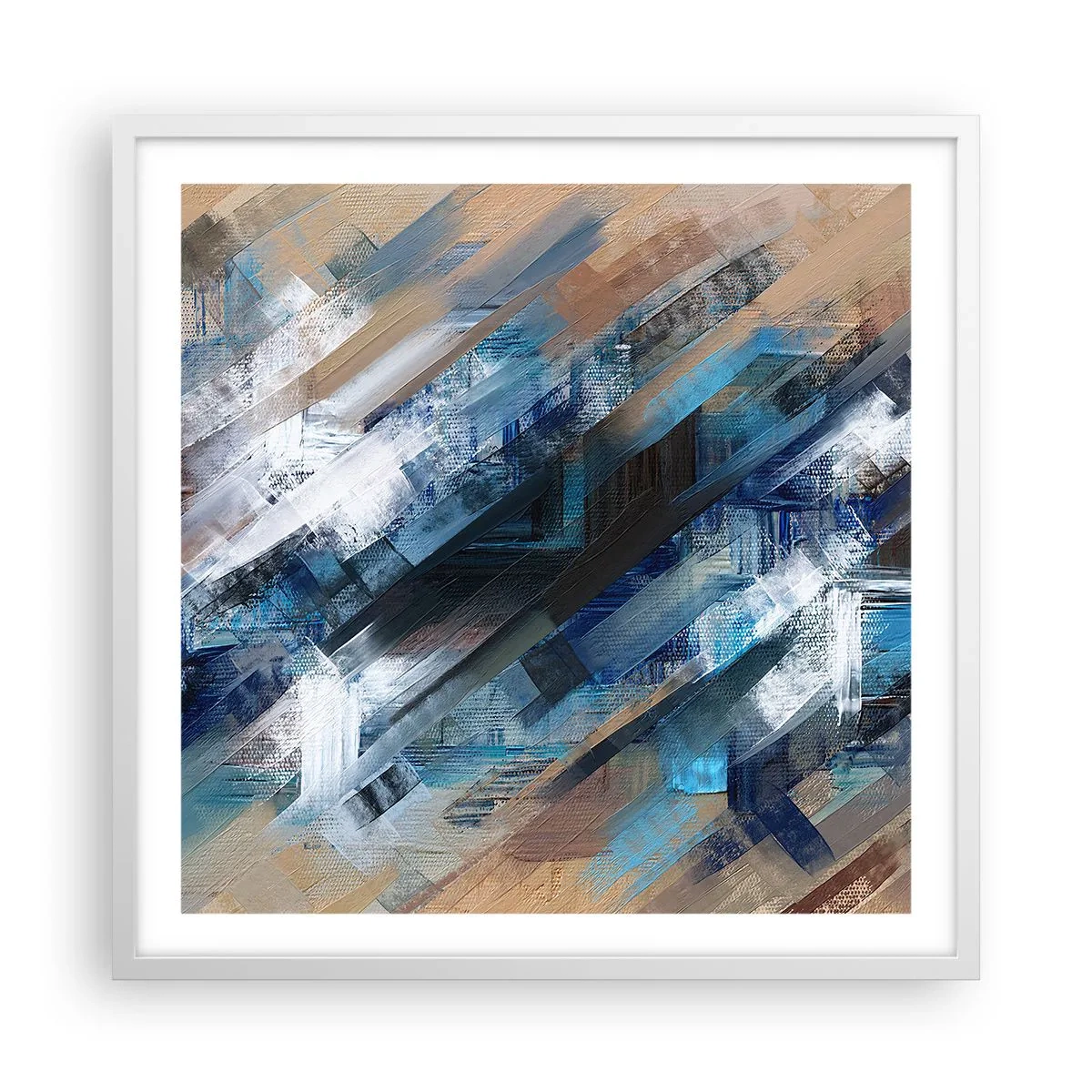 Plakat w białej ramie - Po błękitnym skosie - 60x60 cm