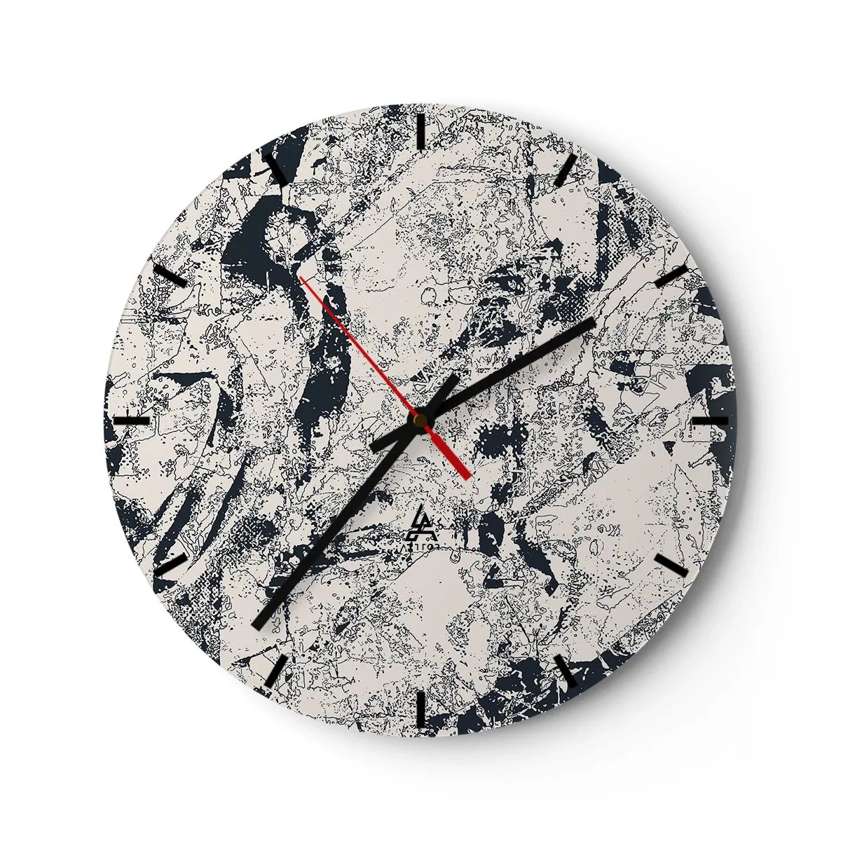 Zegar ścienny - Abstrakcyjna kompozycja w odcieniach czerni i szarości - 30x30cm - Przenikanie przeciwieństw - Nowoczesna dekoracja ścienna do salonu, kuchni i sypialni ARTTOR