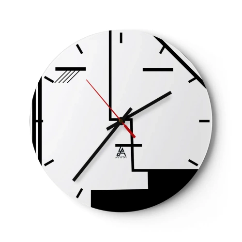 Zegar ścienny - Minimalistyczna grafika w czerni i bieli z geometrycznymi liniami - 30x30cm - Po prostu pocałunek - Nowoczesna dekoracja ścienna do salonu, kuchni i sypialni ARTTOR