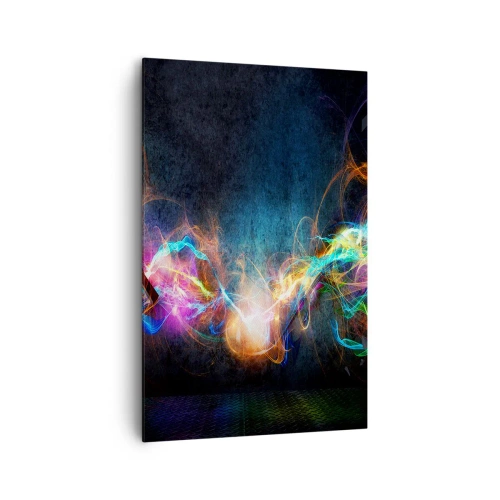 Obraz na płótnie - Kolorowe rozbłyski światła w abstrakcyjnej kompozycji - 80x120cm - Radośnie przeciw ciemności - Nowoczesna dekoracja ścienna do salonu i sypialni ARTTOR