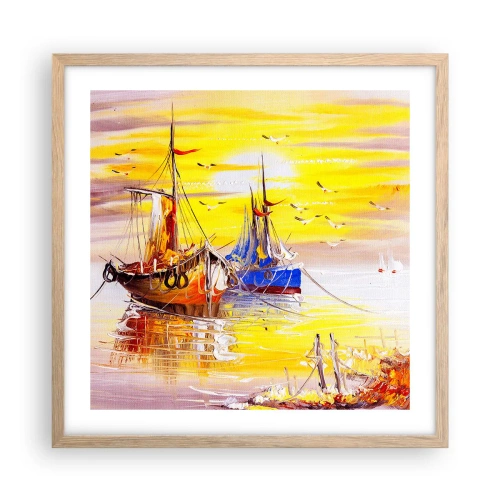 Plakat w ramie jasny dąb - Zasłużony odpoczynek w porcie - 50x50 cm