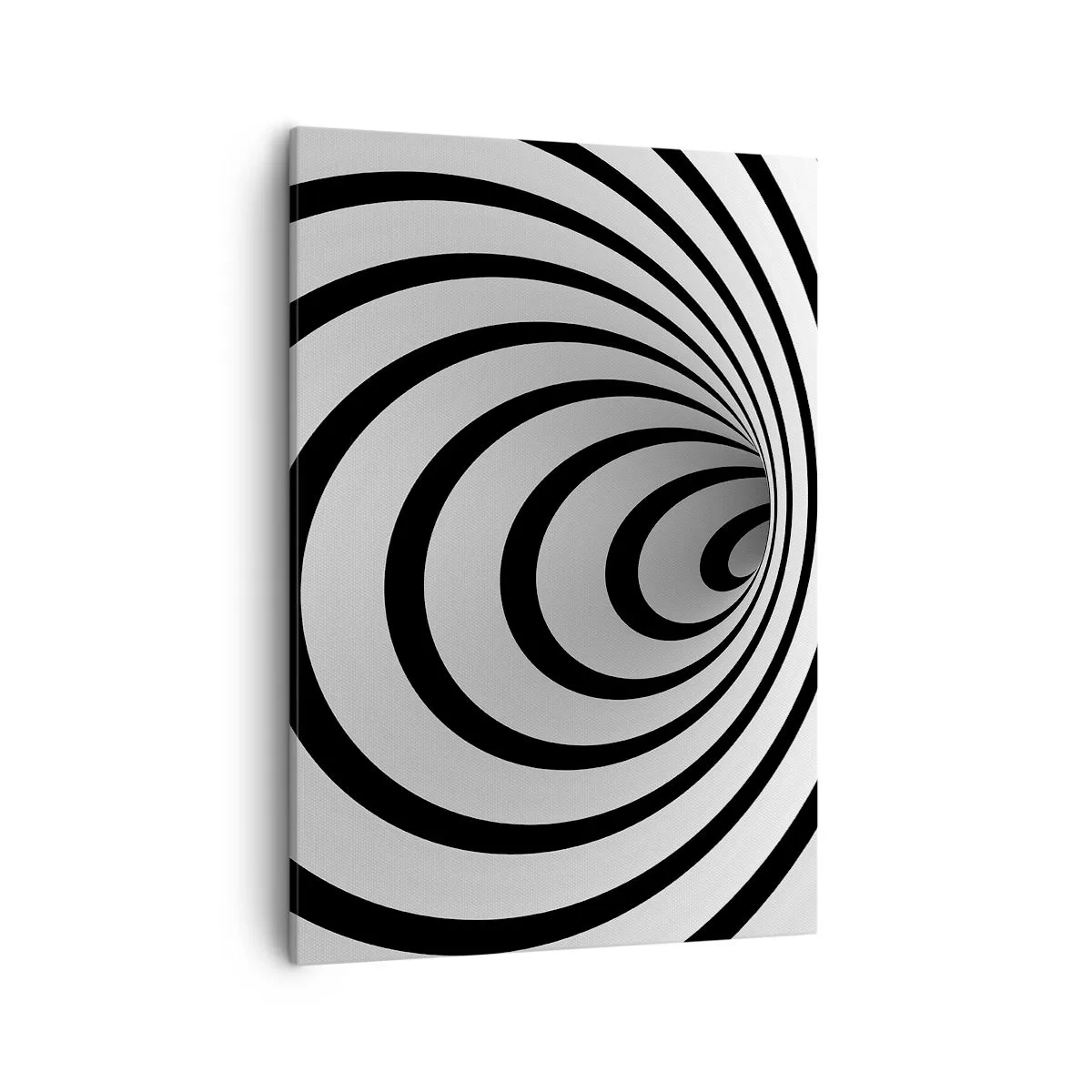 Obraz na płótnie - Hipnotyzujący wzór spirali w czerni i bieli - 50x70cm - Też nie możesz się oprzec? - Nowoczesna dekoracja ścienna do salonu, kuchni i sypialni ARTTOR