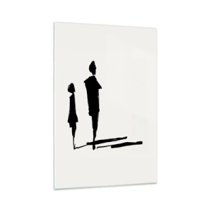 Obraz na szkle - Sylwetki dwóch osób w czerni na jasnym tle - 70x100cm - Na pewno razem? - Nowoczesna dekoracja ścienna do salonu i sypialni ARTTOR