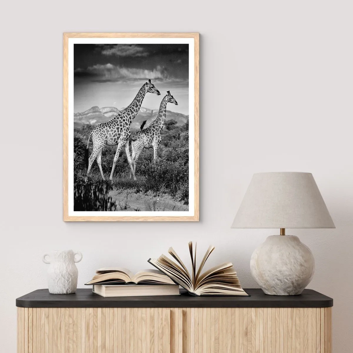 Plakat w ramie jasny dąb - Wyższe sfery w Afryce - 50x70 cm