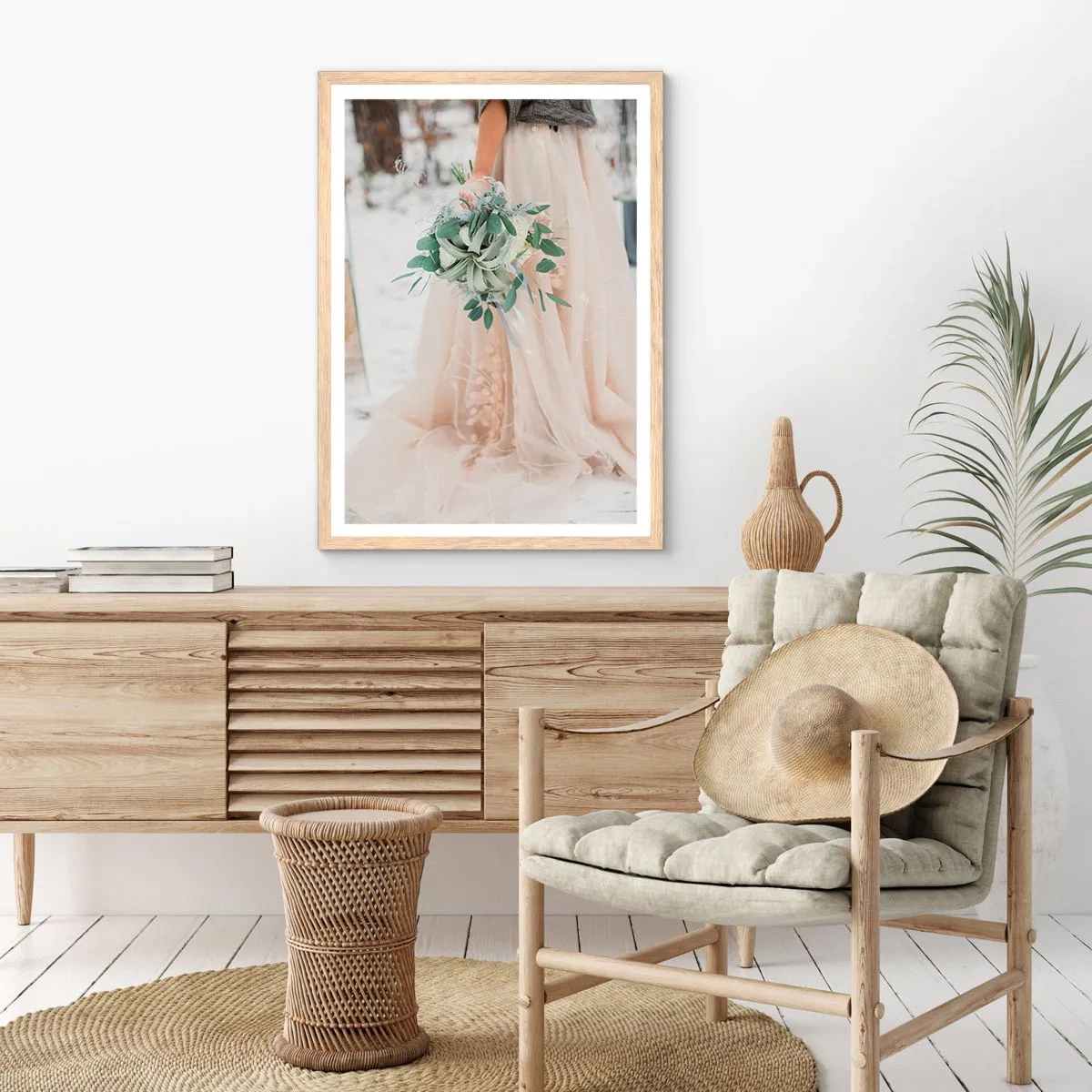 Plakat w ramie jasny dąb - I żyli długo i szczęśliwie - 70x100 cm