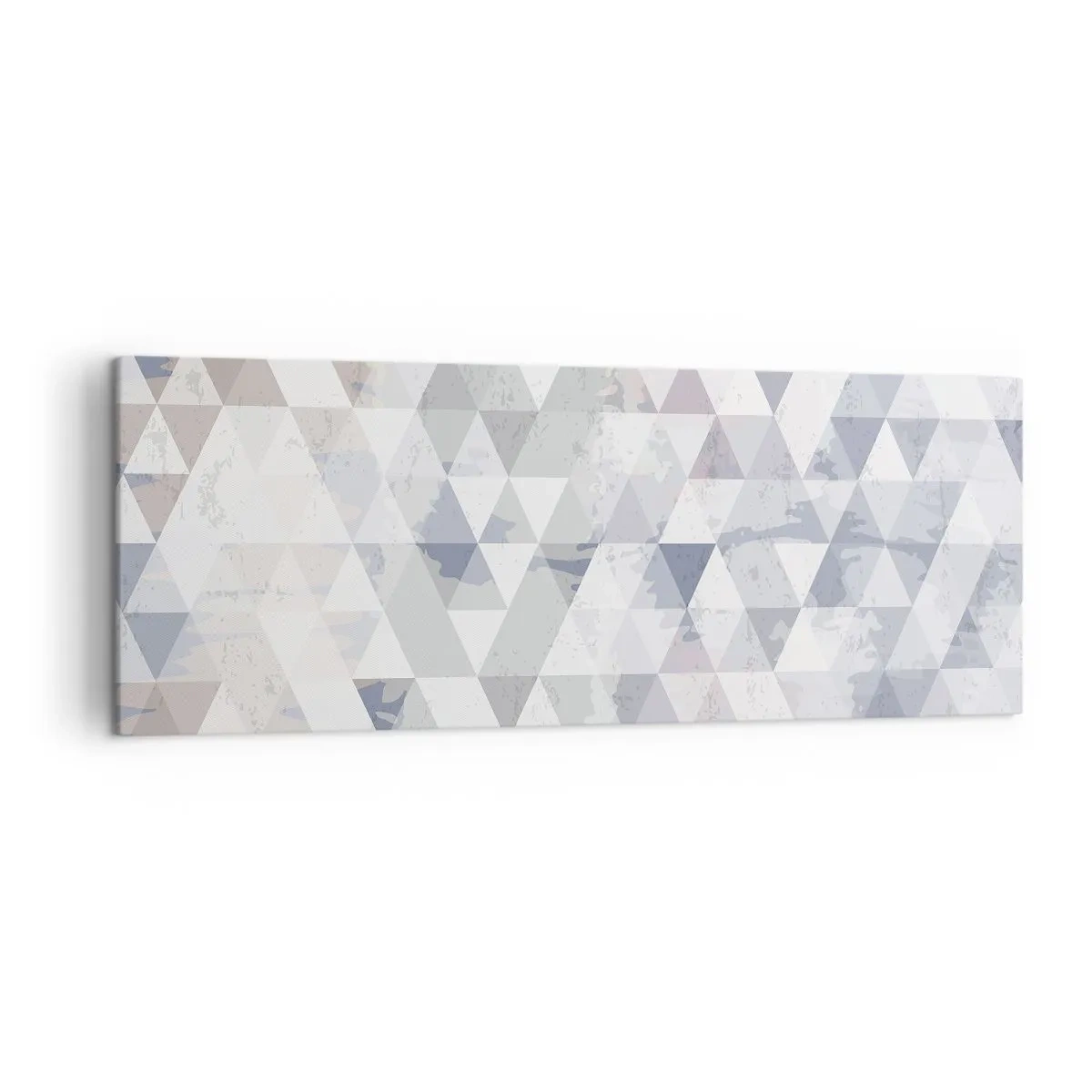 Obraz na płótnie - Geometryczny wzór z trójkątów w pastelowych odcieniach - 140x50cm - W rytmie na trzy - Nowoczesna dekoracja ścienna do salonu i sypialni ARTTOR