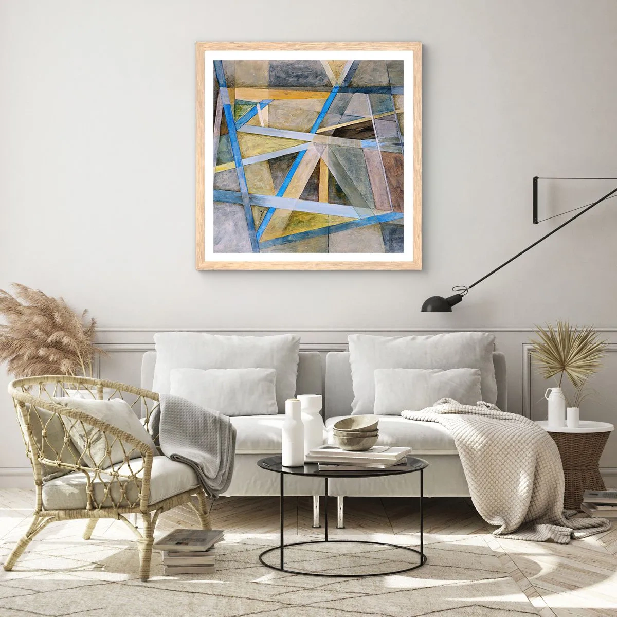 Plakat w ramie jasny dąb - Na wprost czy na skos? - 60x60 cm