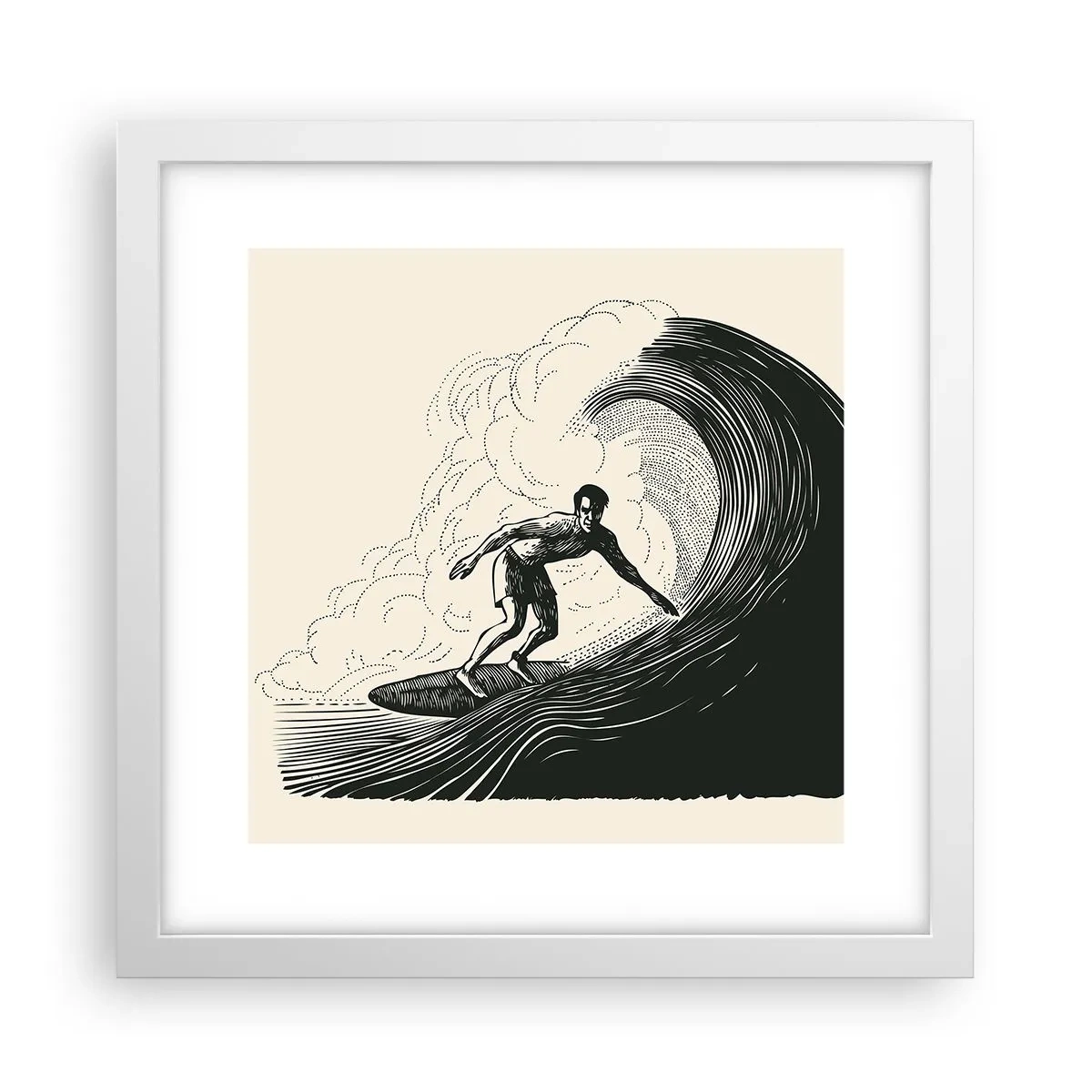 Plakat w białej ramie - Król fali - 30x30 cm