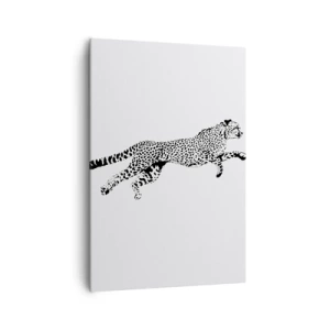 Obraz na płótnie - Minimalistyczna grafika geparda w ruchu - 70x100cm - Najszybszy na Ziemi - Nowoczesna dekoracja ścienna do salonu i sypialni ARTTOR