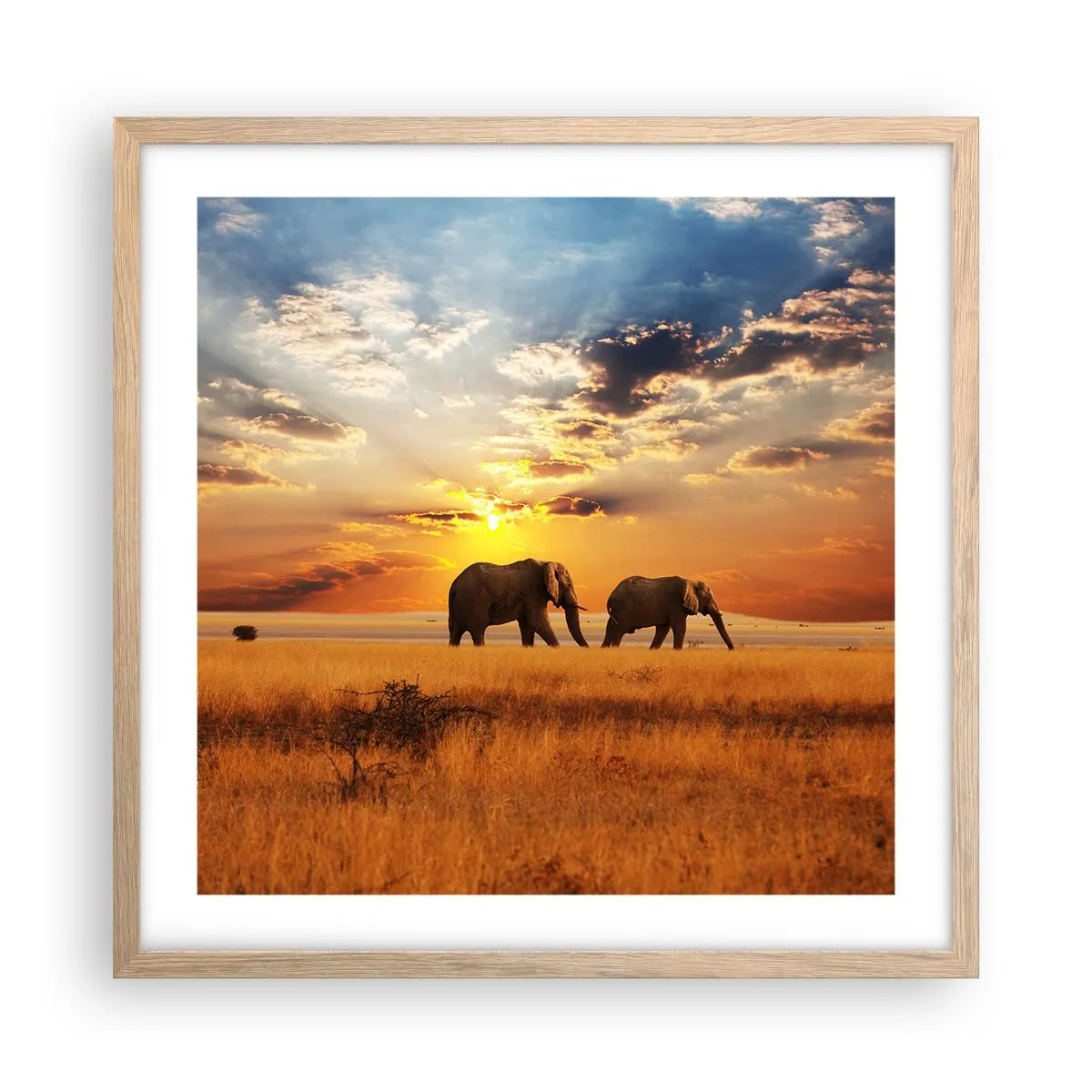 Plakat w ramie jasny dąb - Rodzinna przechadzka - 50x50 cm